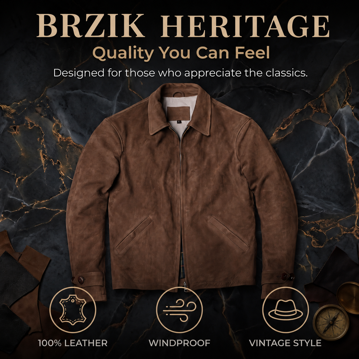 Depp vintage distressed lapel brushed hard leather jacket-J42