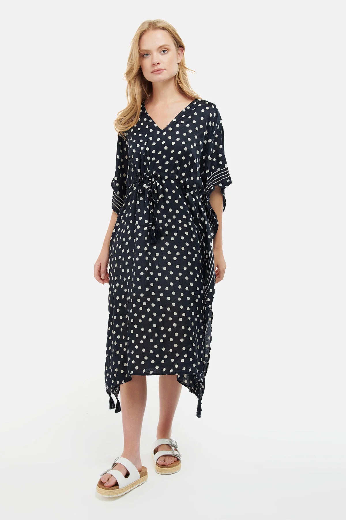 Polka Dot Beach Kaftan - NAVY
