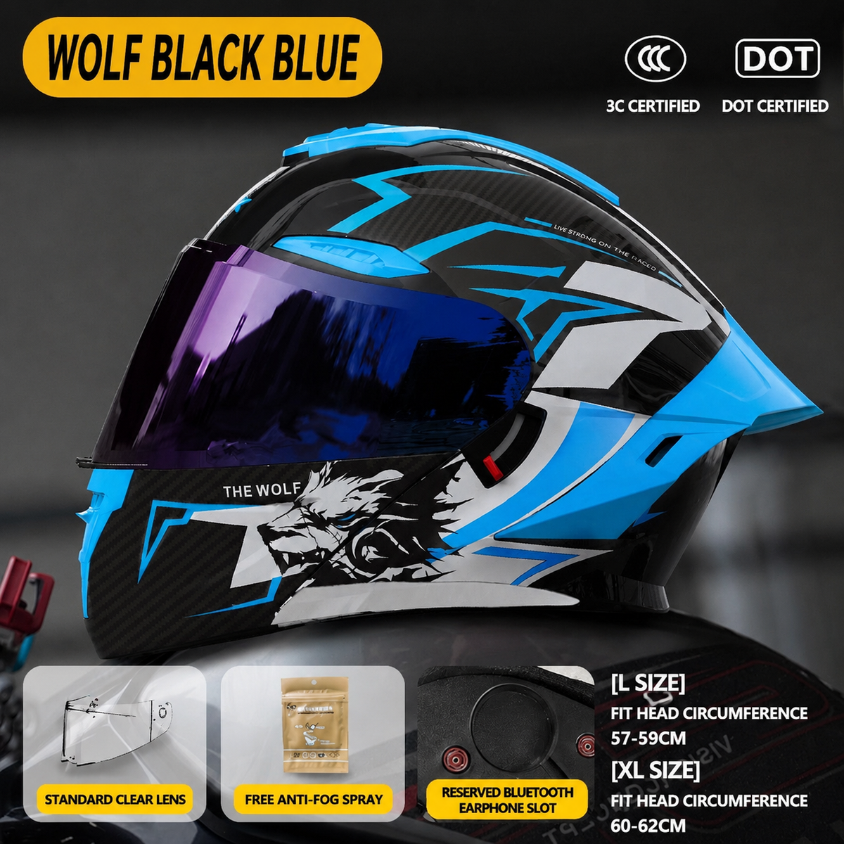 Wolf Flip Up Motorcycle Helmet-H33