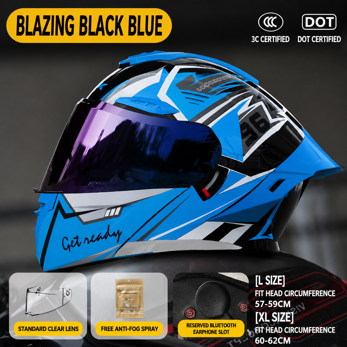Blazing Flip Up Motorcycle Helmet-H34