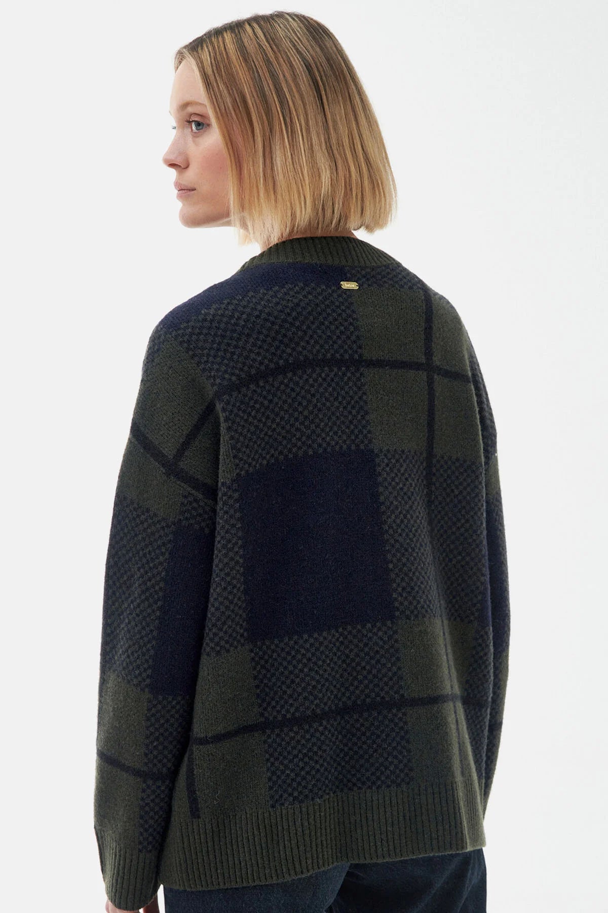 Marie Cardigan - BLACK/SAGE TARTAN