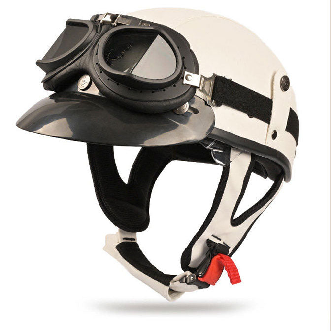 Retro cruiser motorcycle helmet with concealed inner visor-H45