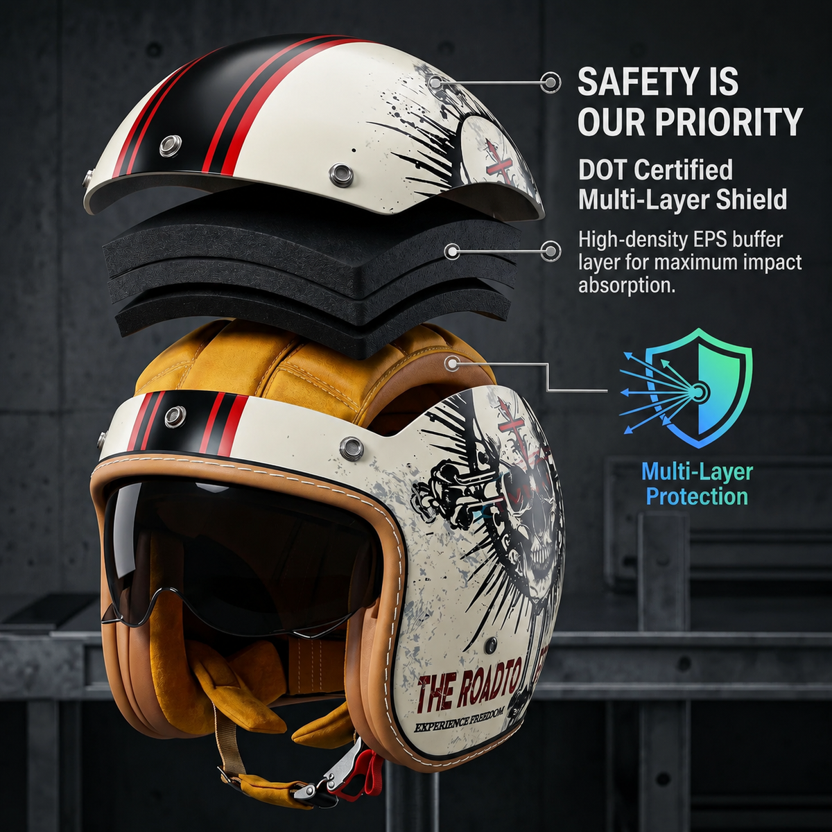 Retro open-face motorcycle helmet- H25