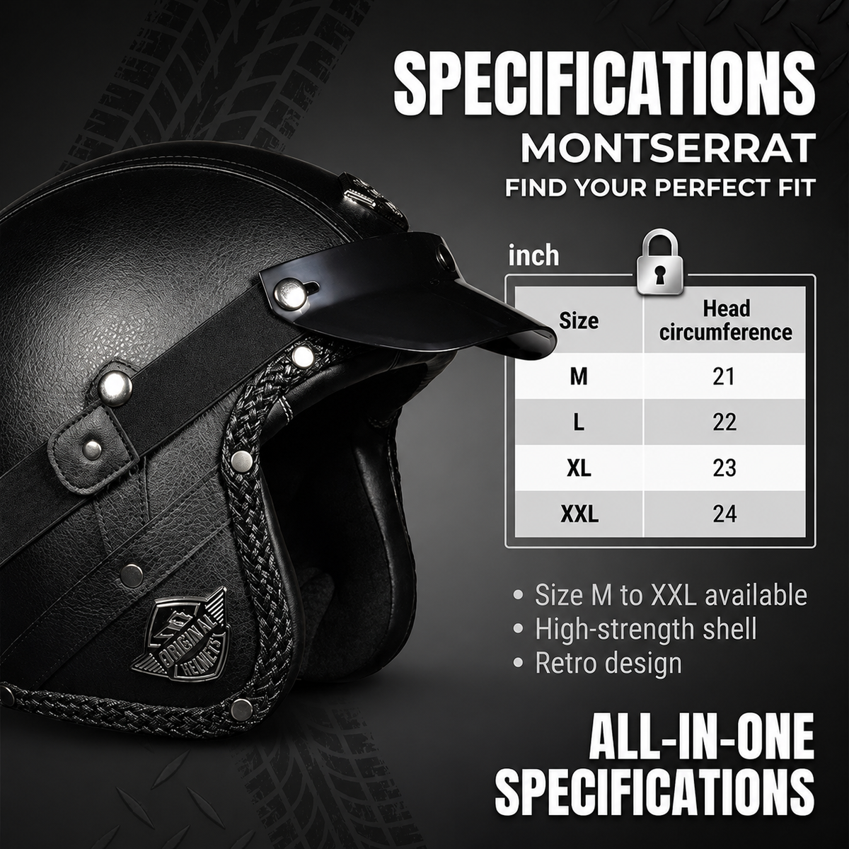 Retro Matte Leather Motorcycle Half Helmet-H25