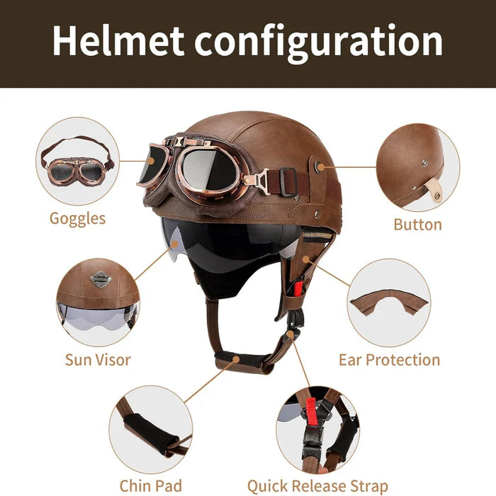 DOT Retro German Style Half Helmet-H02