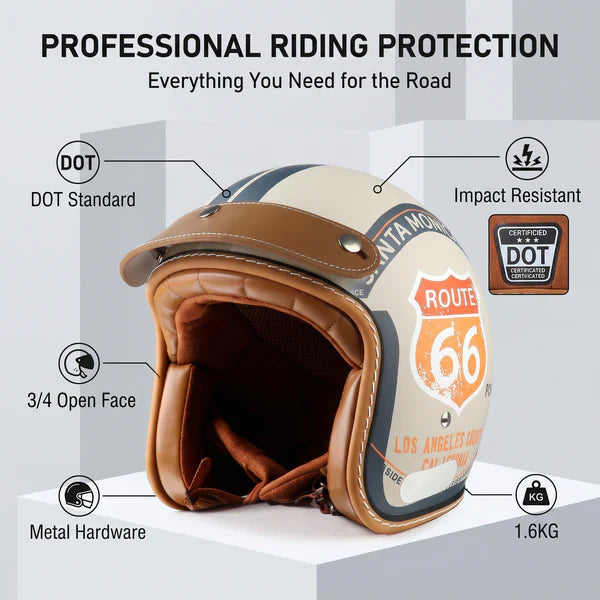 DOT Motorcycle Helmet 3/4 Half Helmet-H37