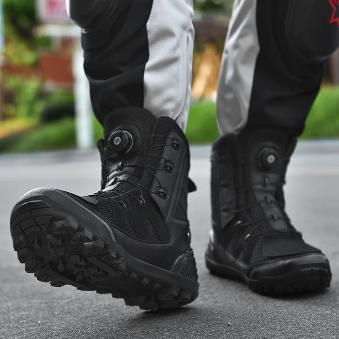 Rotating buckle anti-skid motorcycle riding shoes-B04