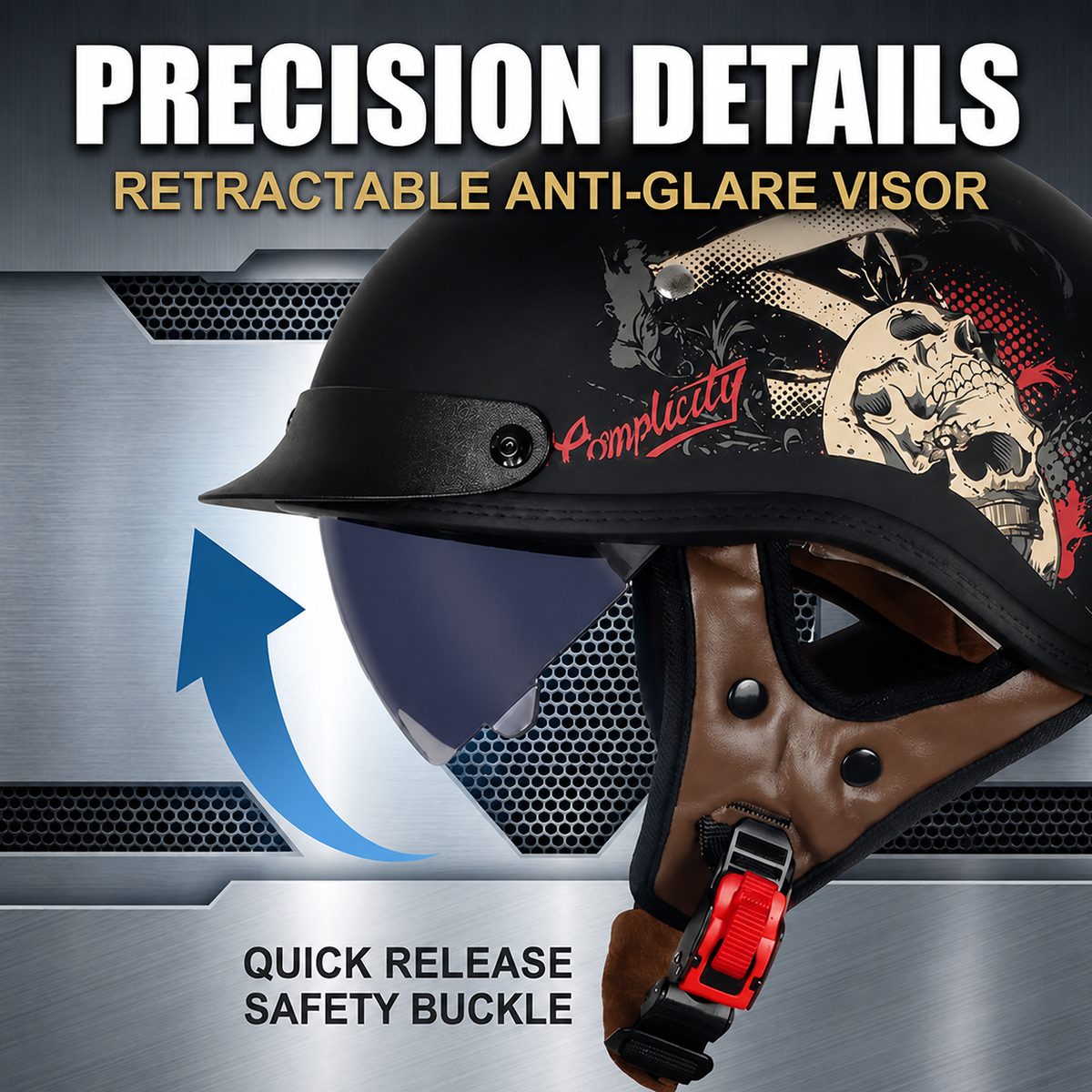 Retro-style cruiser motorcycle half helmet-H40