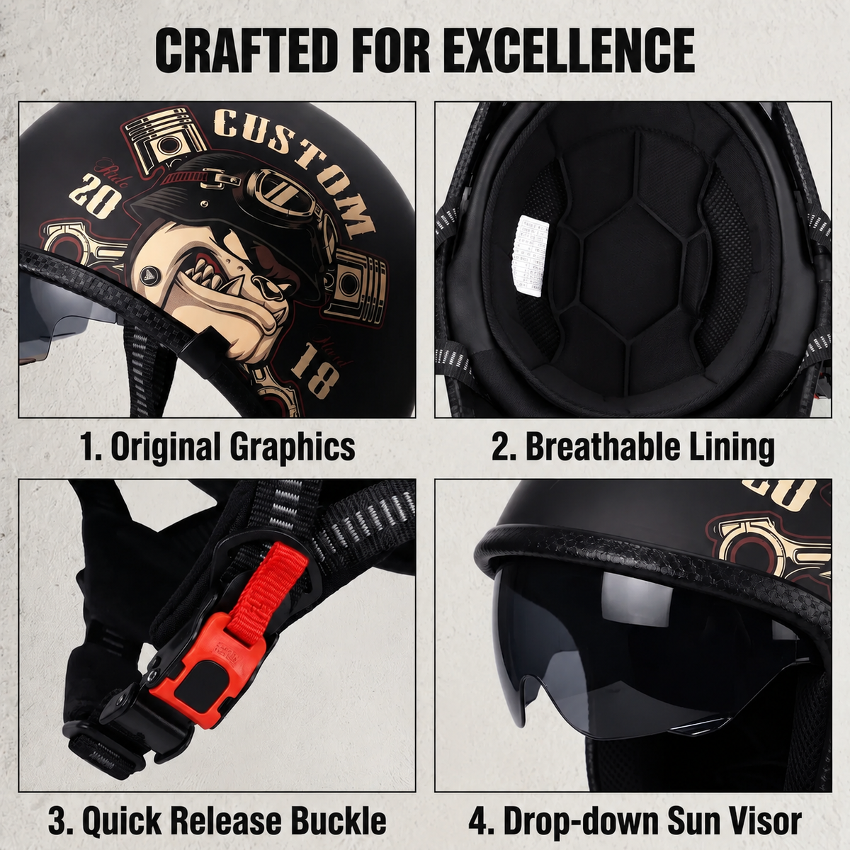 Retro motorcycle half helmet-H44