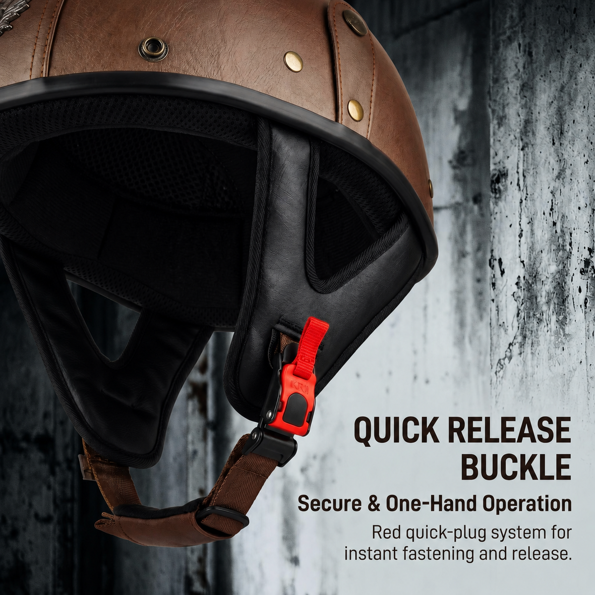 Retro cruiser motorcycle helmet with concealed inner visor-H45