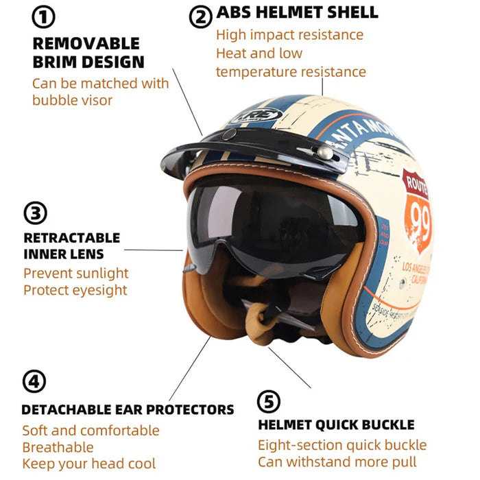 DOT Vintage Retro Motorcycle Helmet-H01