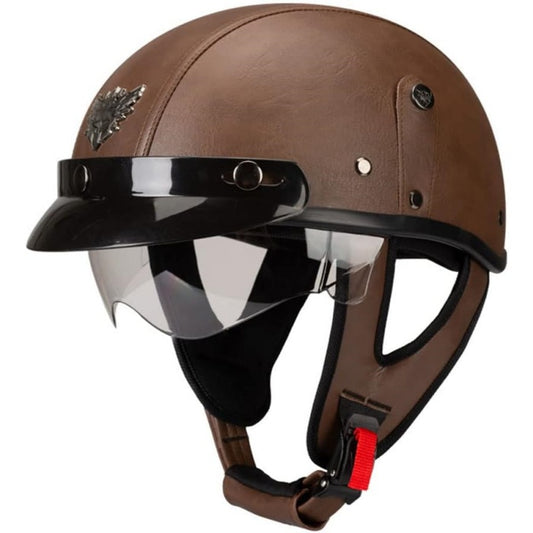 Japanese-Style Retro Summer Half Helmet –Dark Brown- H16