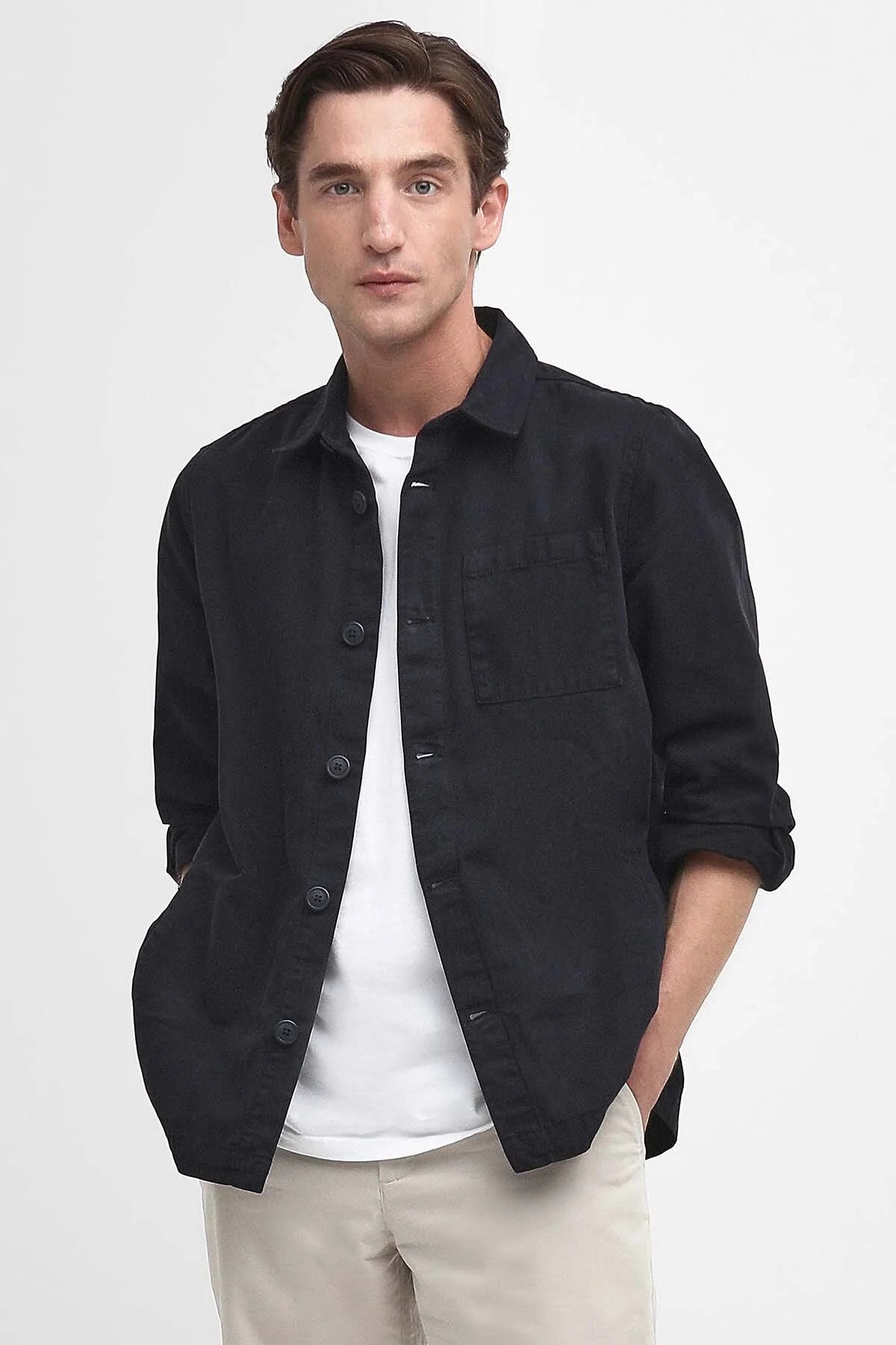 Washed Cotton Overshirt - NAVY