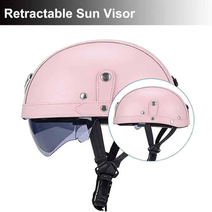 DOT Retro German Style Half Helmet-Pink-H08