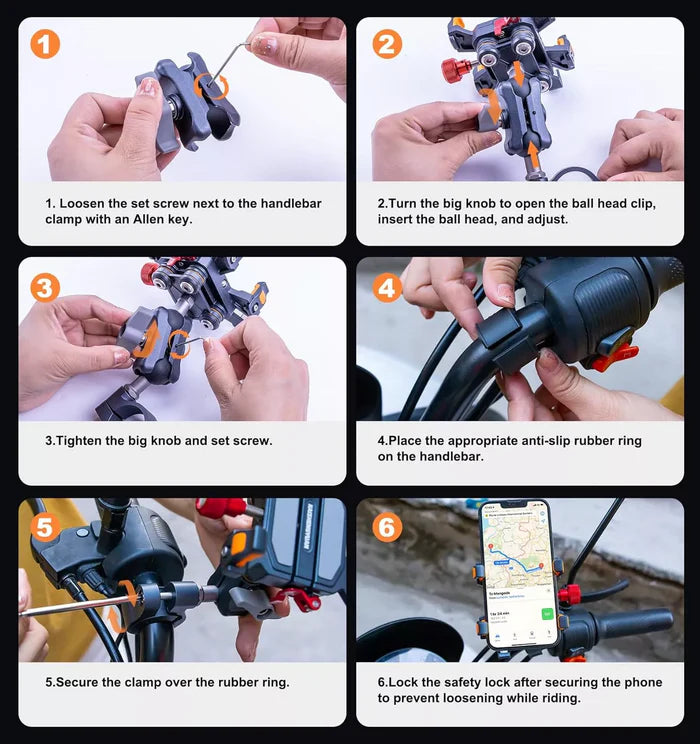 2026 Aluminum Alloy Shockproof Motorcycle Phone Holder - S02