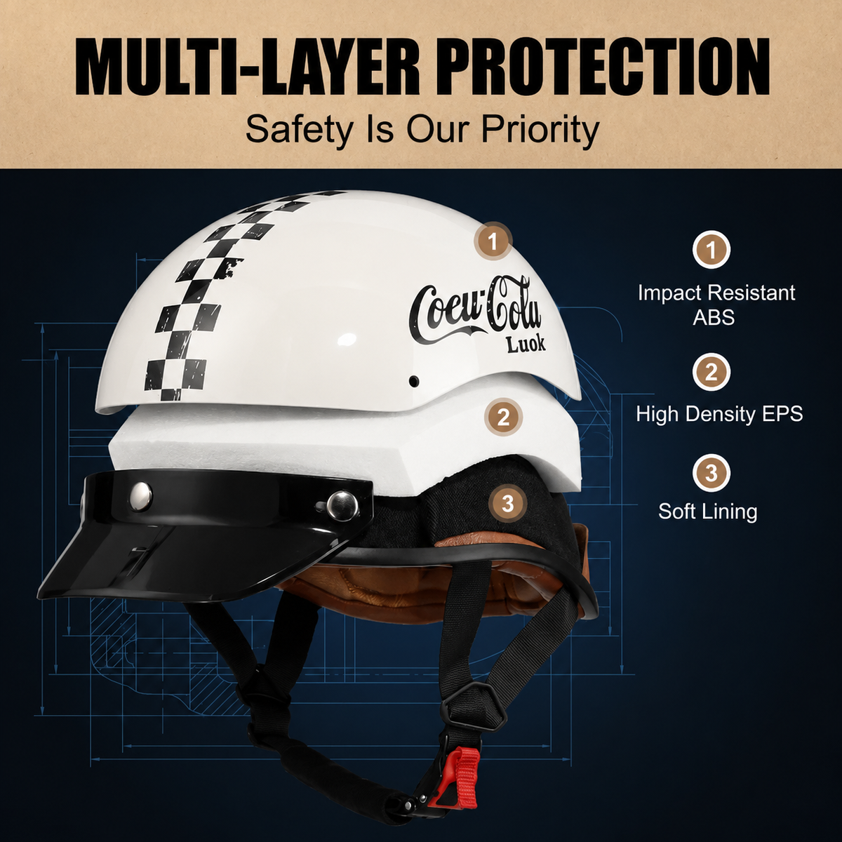 Retro half-helmet, summer travel gear-H48
