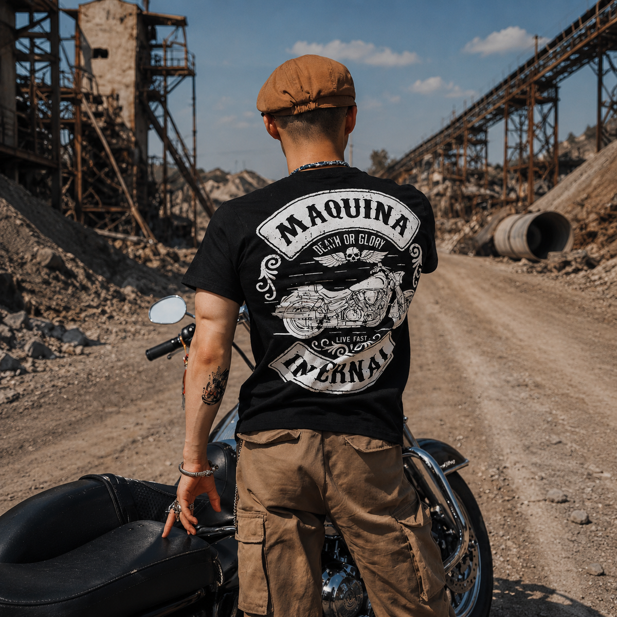 Men's Pure Cotton Vintage Biker Graphic T-Shirt - T02