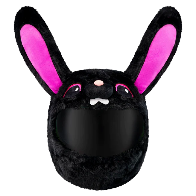 Motorcycle Helmet Cover - Black & Pink Bunny