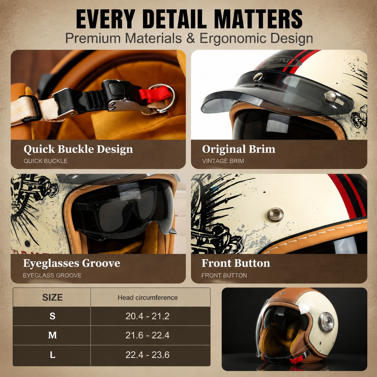 Retro open-face motorcycle helmet- H25