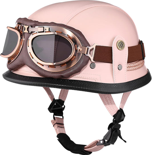 Retro Half Helmet Pedal German Steel Cruise-Pink - H14