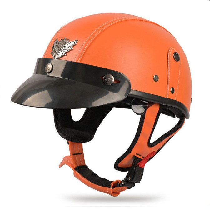 Retro cruiser motorcycle helmet with concealed inner visor-H45