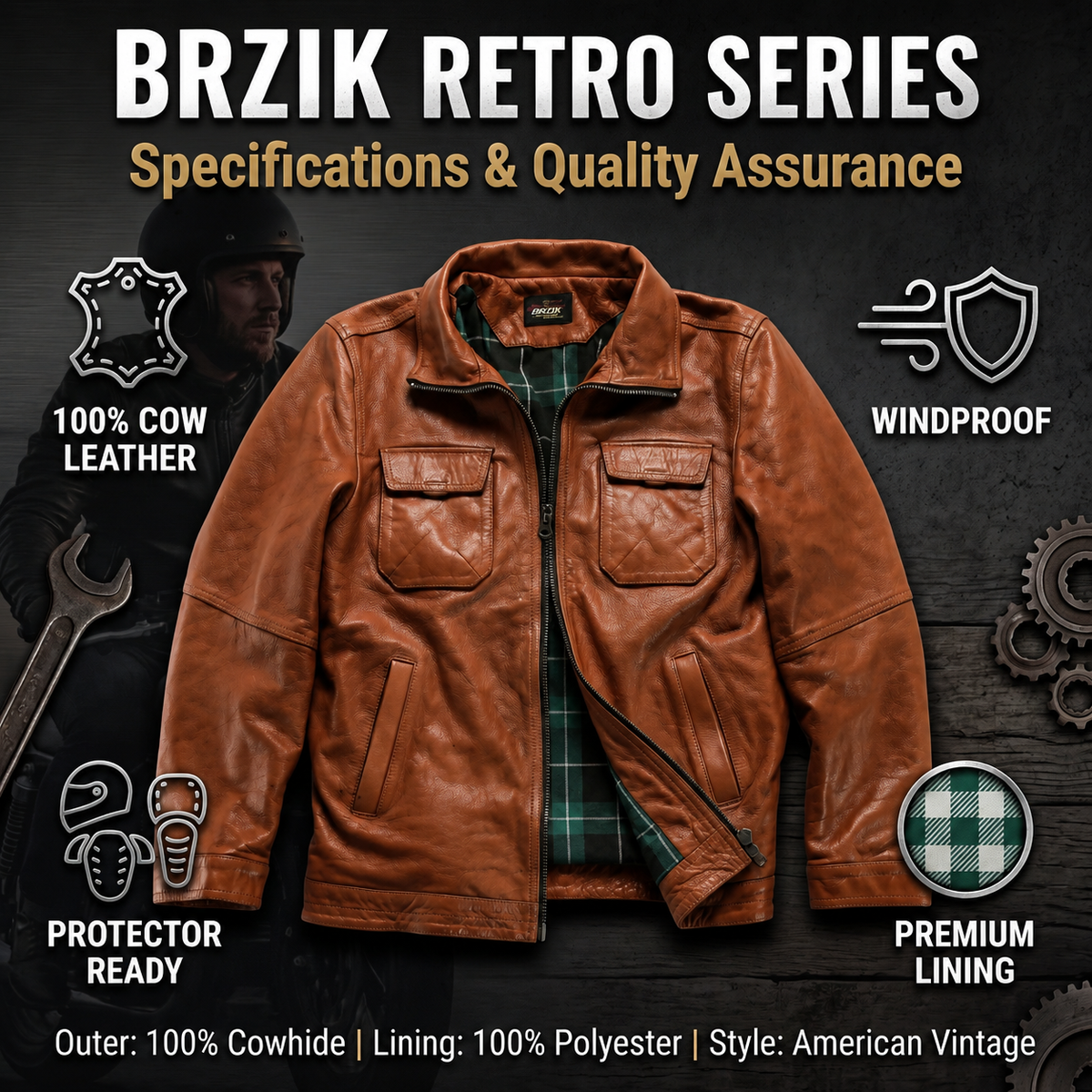 American style casual genuine goatskin leather jacket-J19