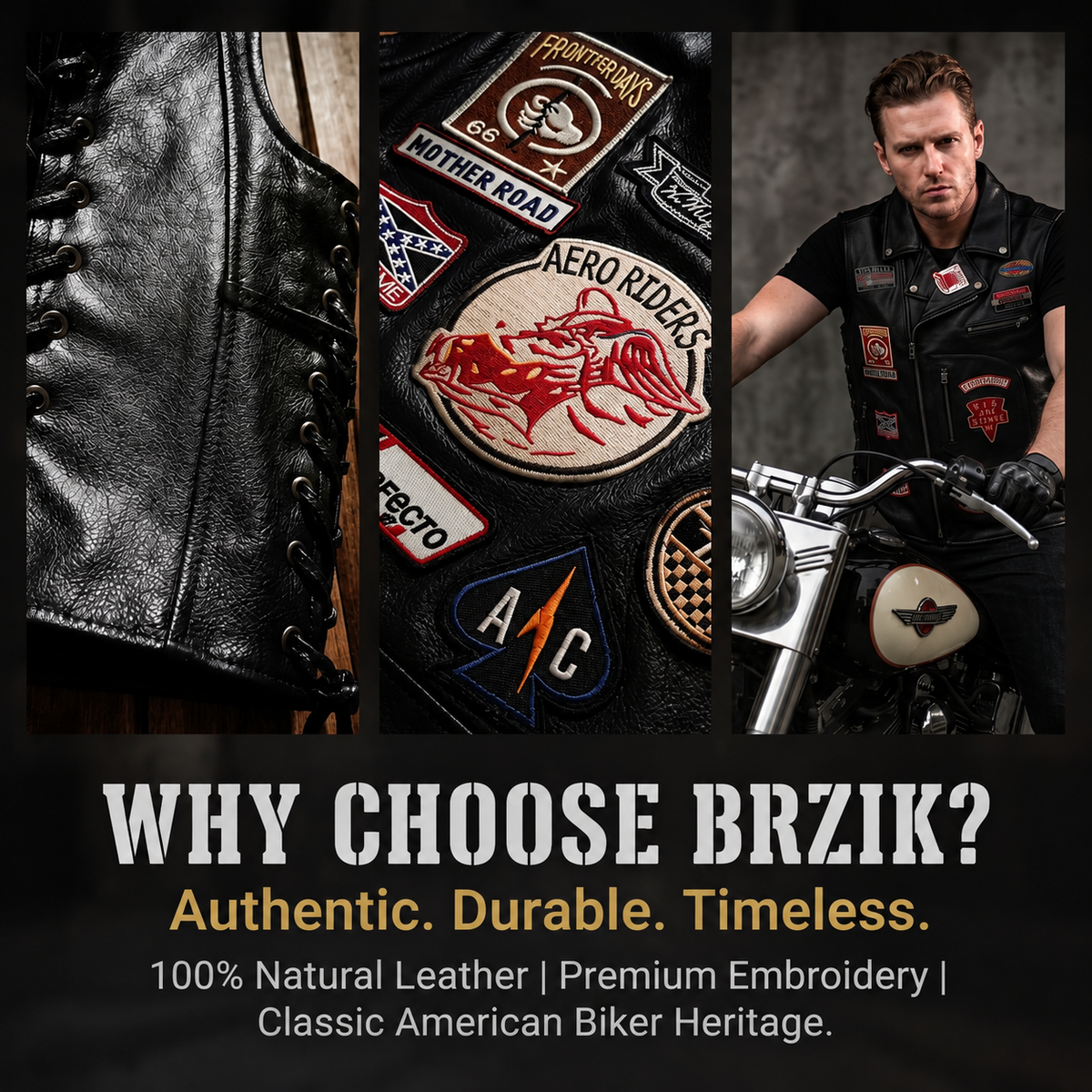 Harley vest embroidered lapel cowhide vest-J26