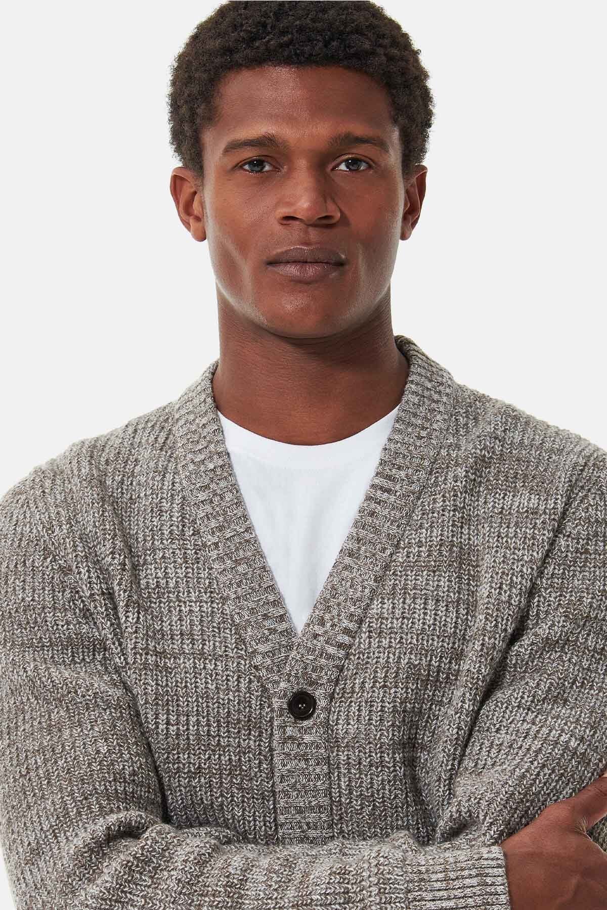 Sid Knitted Cardigan - STONE MARL