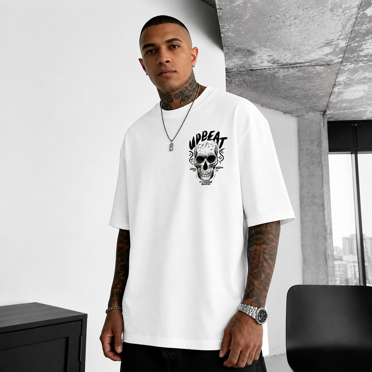 Men’s Gothic Skull Graphic T-Shirt – T04