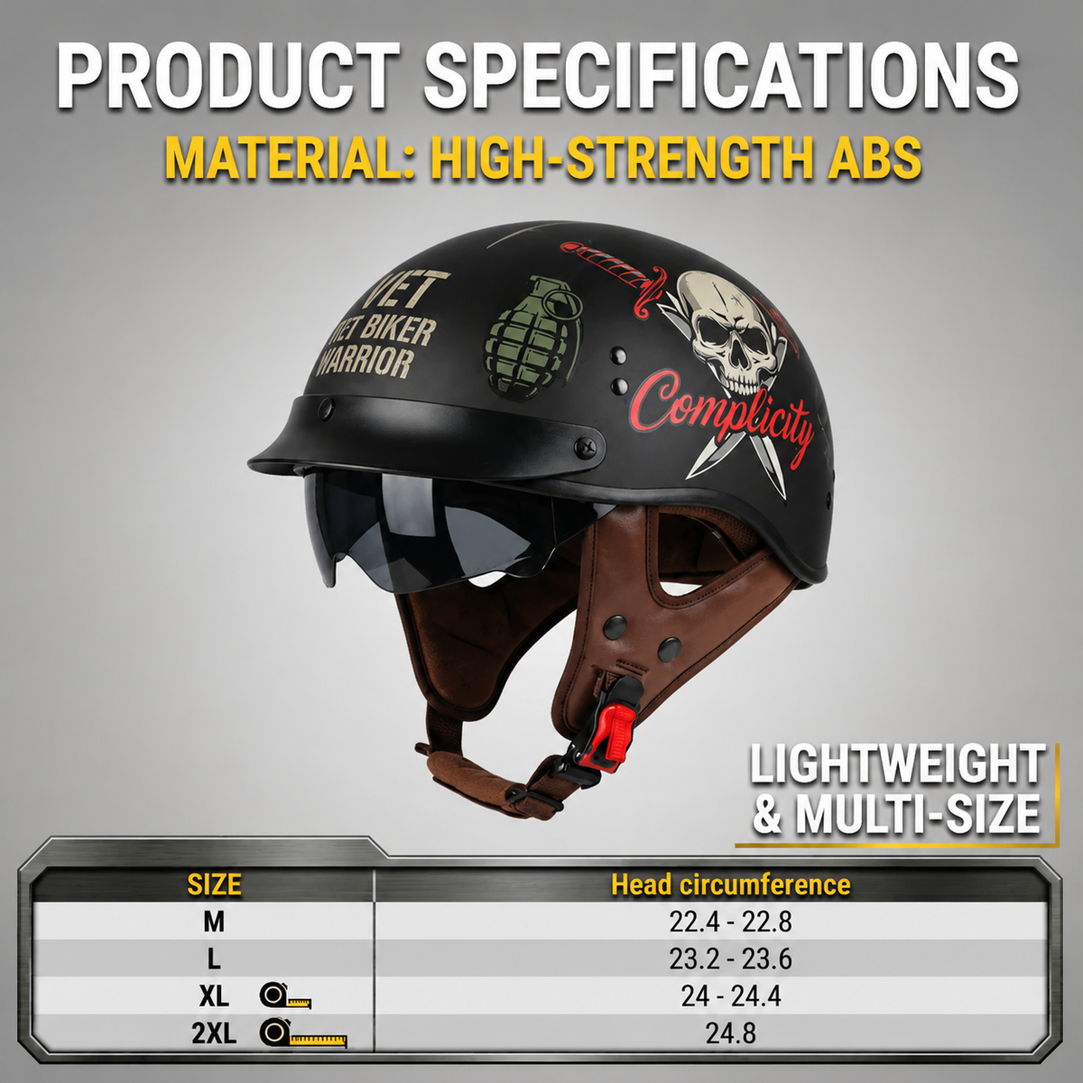 Retro-style cruiser motorcycle half helmet-H40