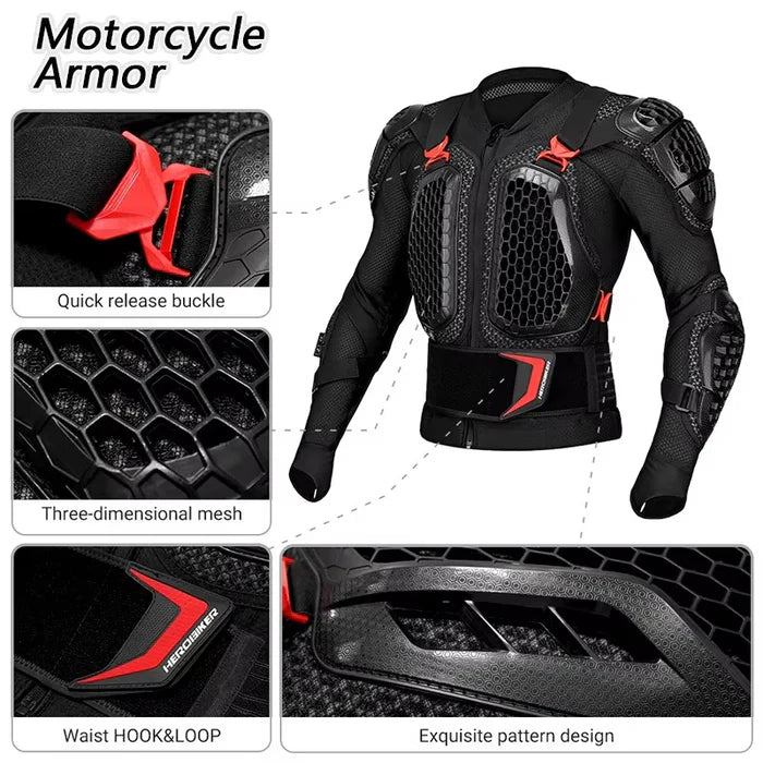 CE-Certified Motorcycle Body Armor – Full Chest & Back Protection (Plus Size)-A01