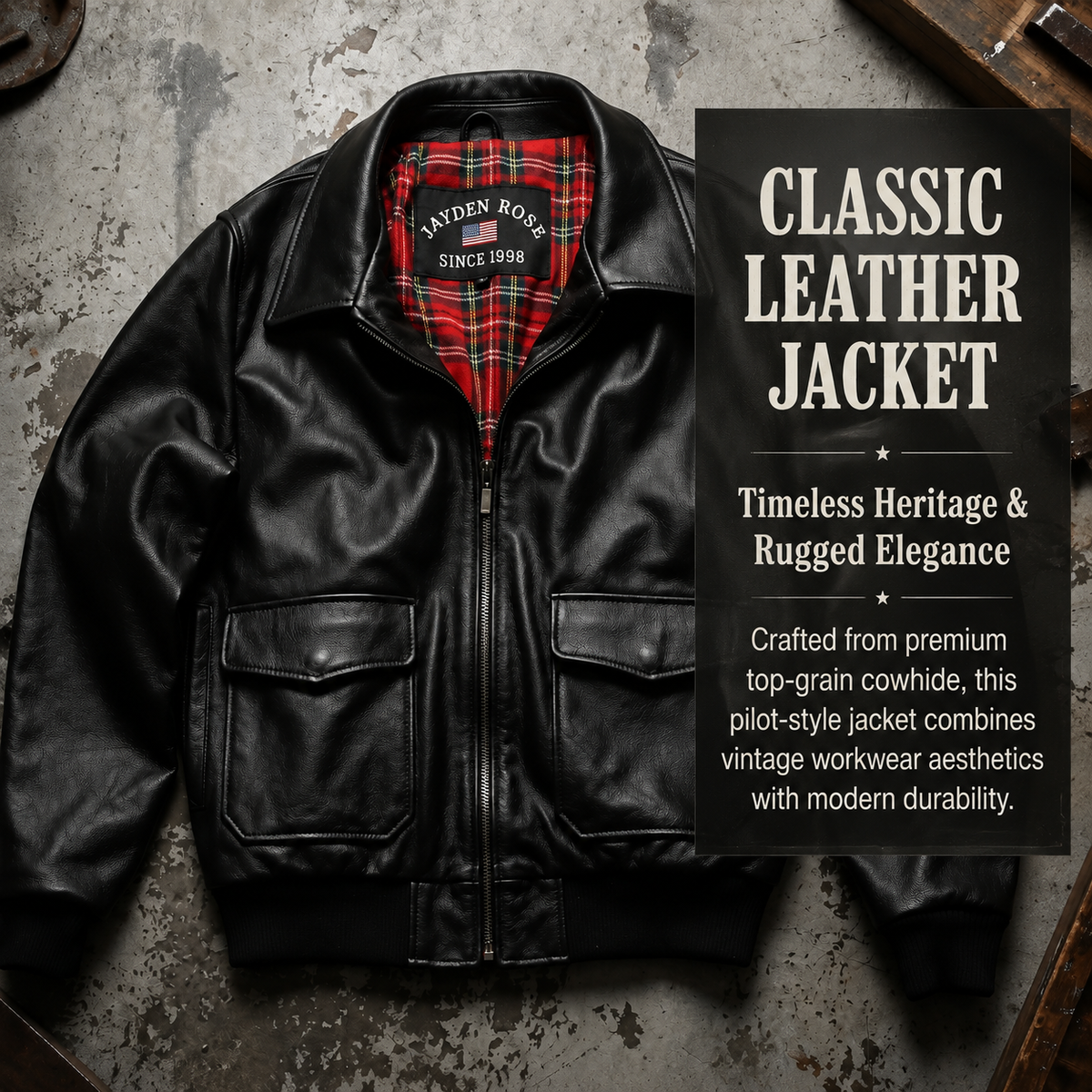 G1 Genuine Leather Bomber Jacket - J49
