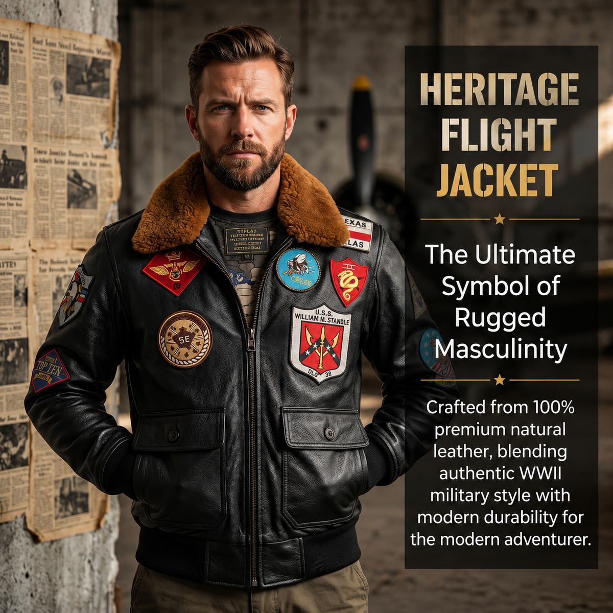 American G1 Multi-Standard Leather Flight Suit Jacket-J09