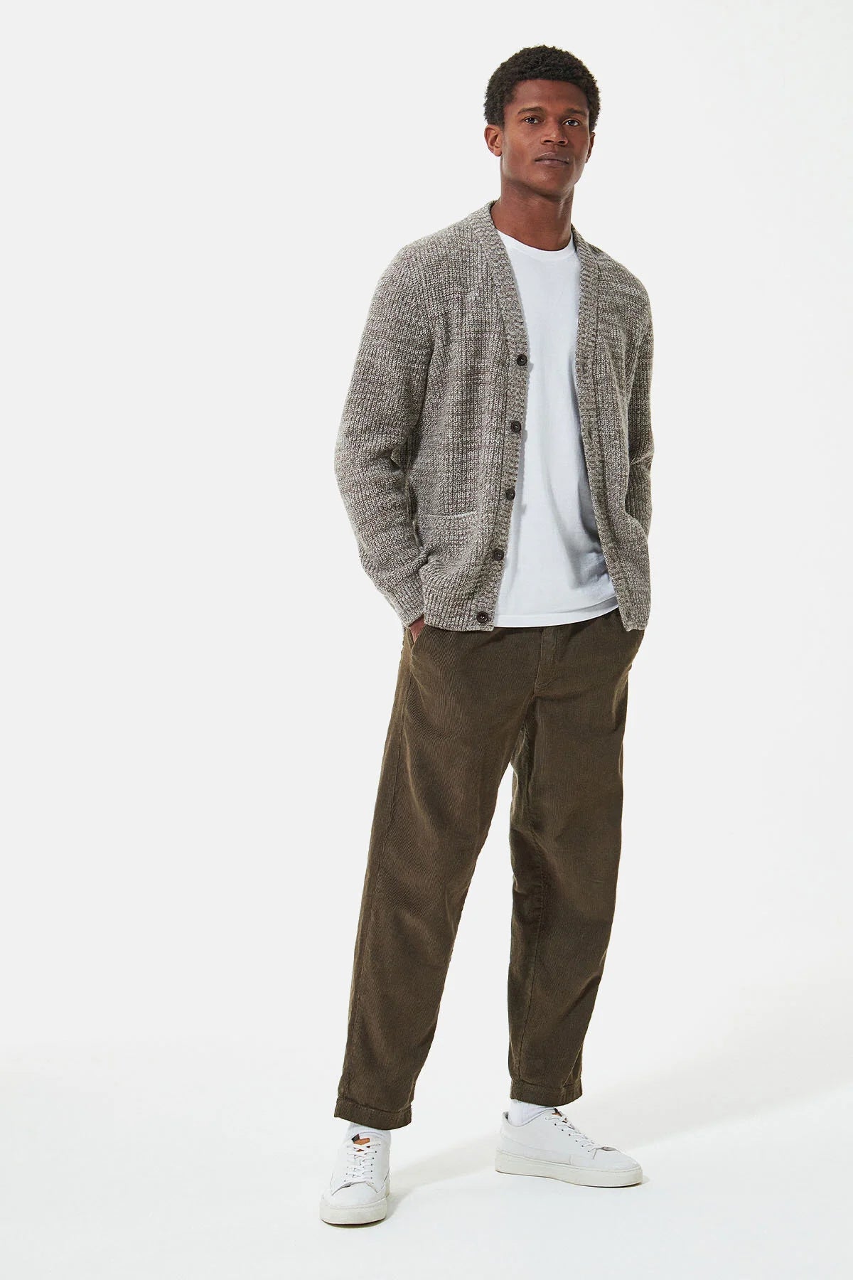 Sid Knitted Cardigan - STONE MARL