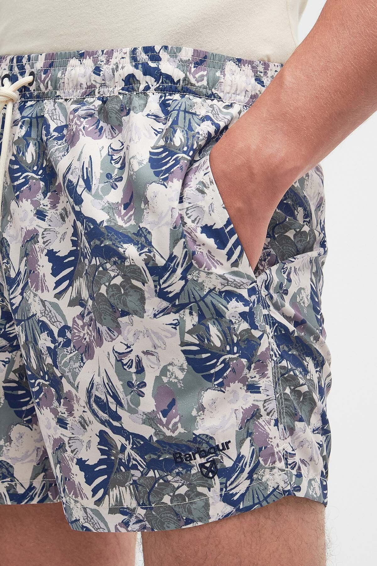 Hindle Palm-Leaf Swim Shorts - OLIVE