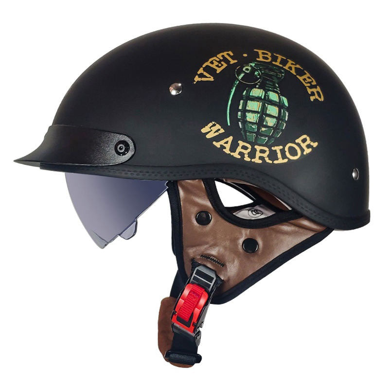 Retro-style cruiser motorcycle half helmet-H40
