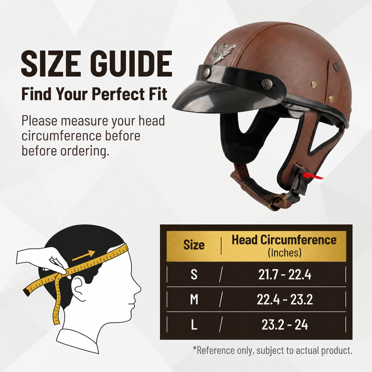 Retro cruiser motorcycle helmet with concealed inner visor-H45