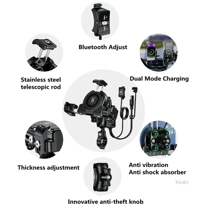 No-blocking camera shock-absorbing anti-theft motorcycle phone holder-S05