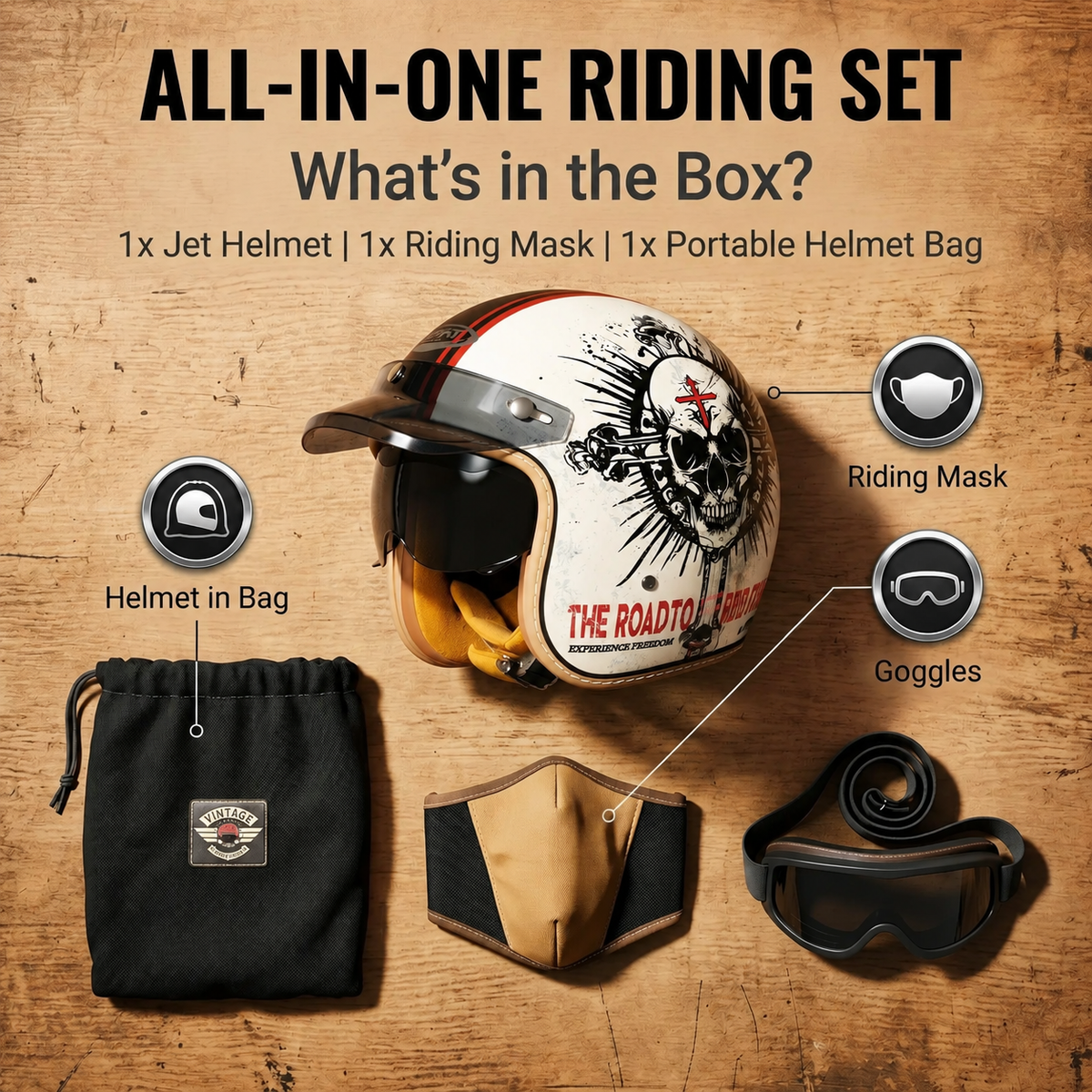 Retro open-face motorcycle helmet- H25