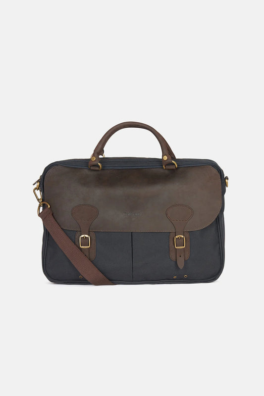 Wax Leather Briefcase - NAVY