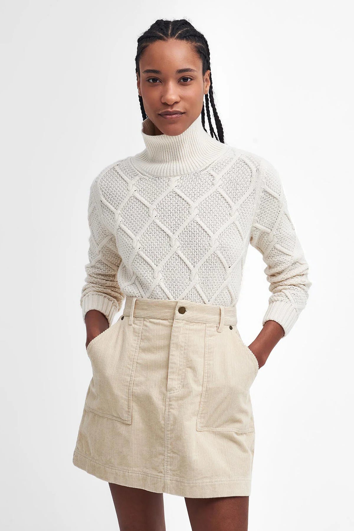 Burne Roll Neck Knit Sweatshirt - ECRU