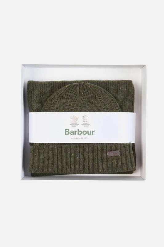 Carlton Fleck Beanie & Scarf Gift Set - OLIVE