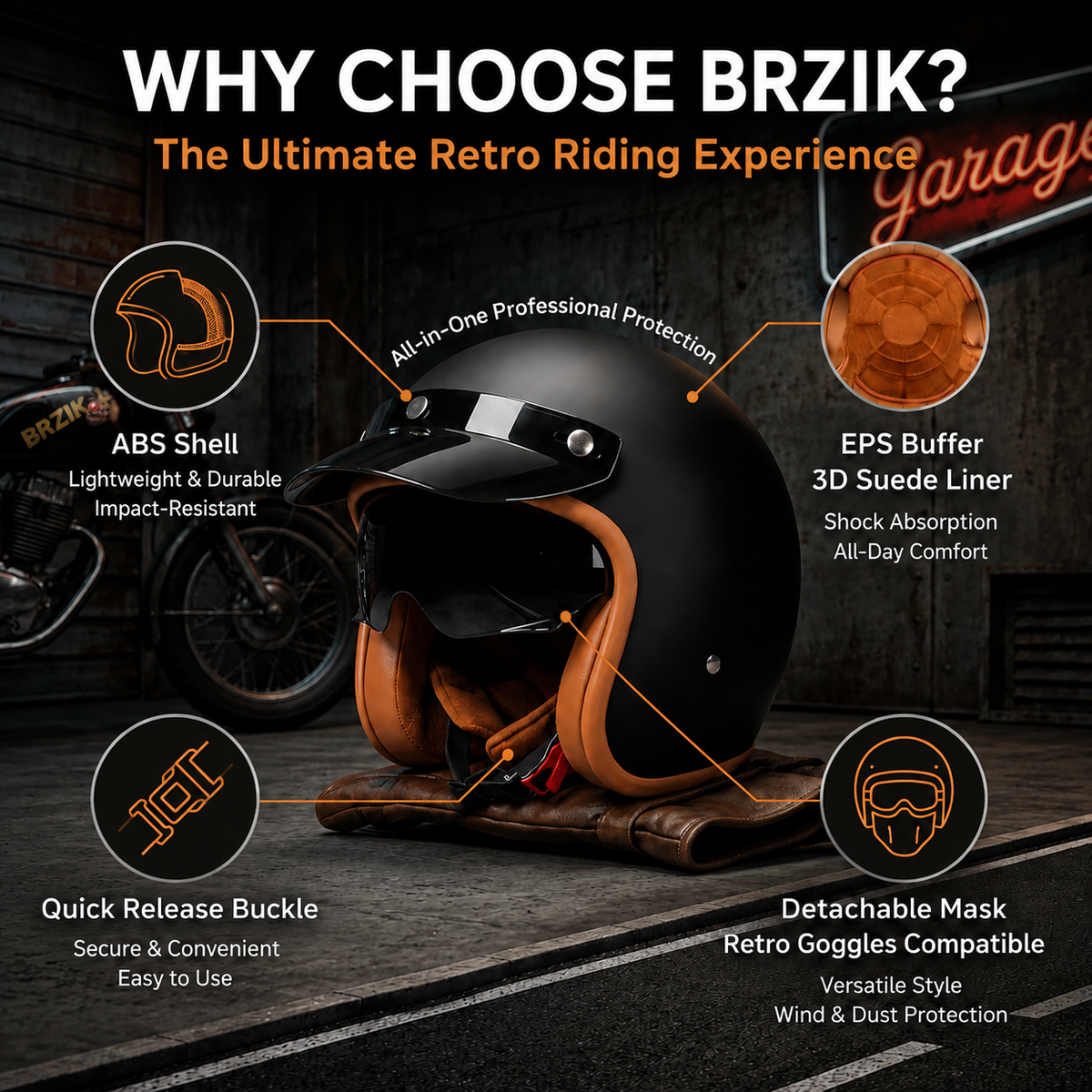 Retro motorcycle open helmet-H26