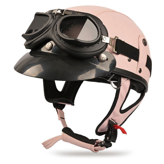 Retro cruiser motorcycle helmet with concealed inner visor-H45
