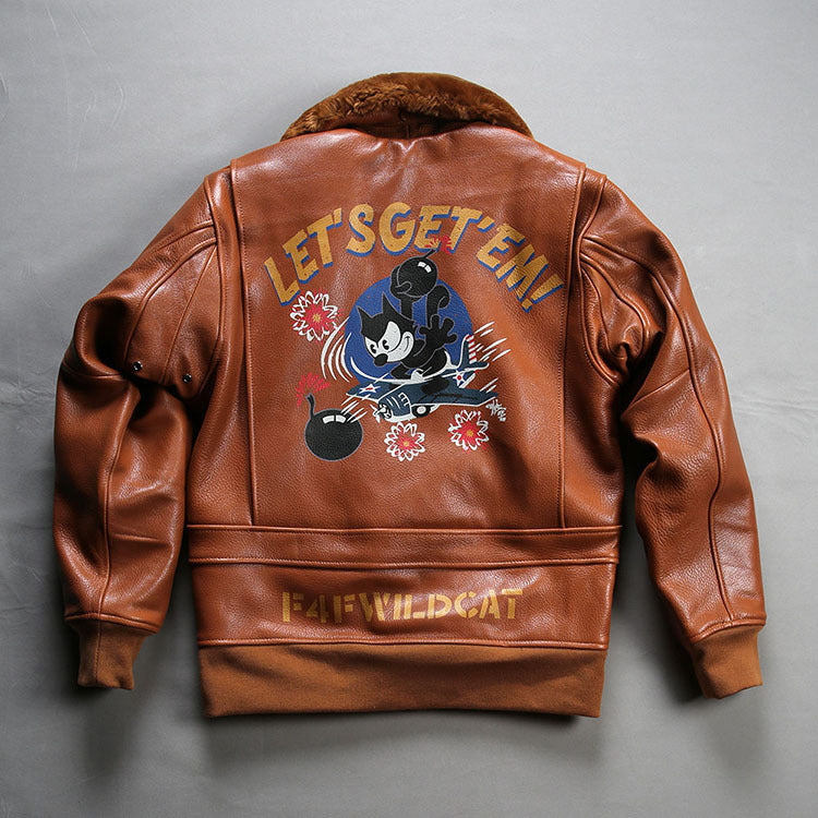 American-style Felix G1 Genuine Leather Flight Jacket-J50