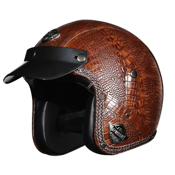 Retro Matte Leather Motorcycle Half Helmet-H25