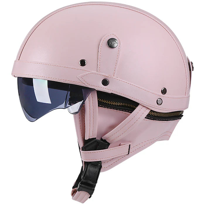 DOT Retro German Style Half Helmet-Pink-H08