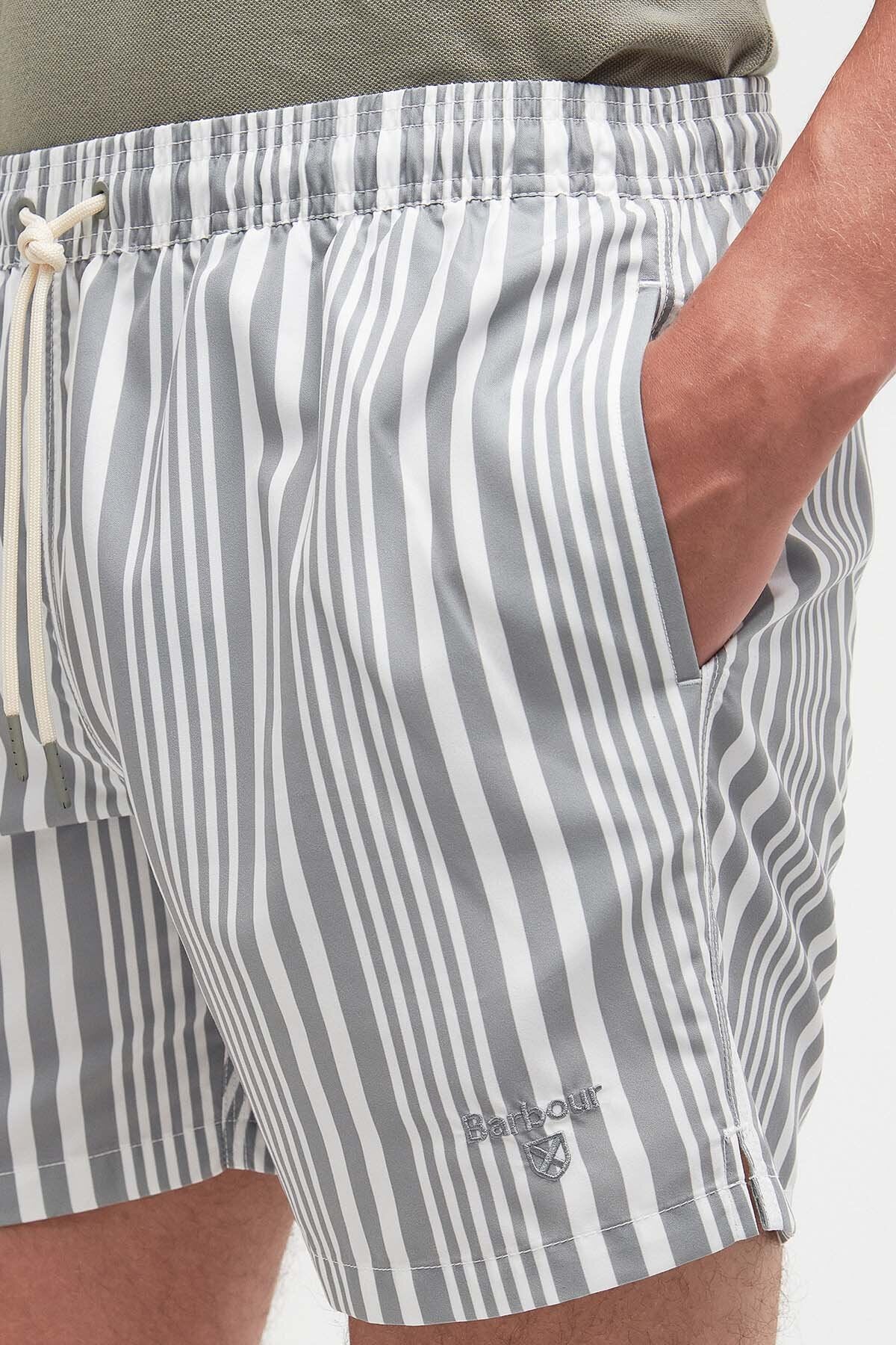 Decklam Striped Swim Shorts - FOREST FOG