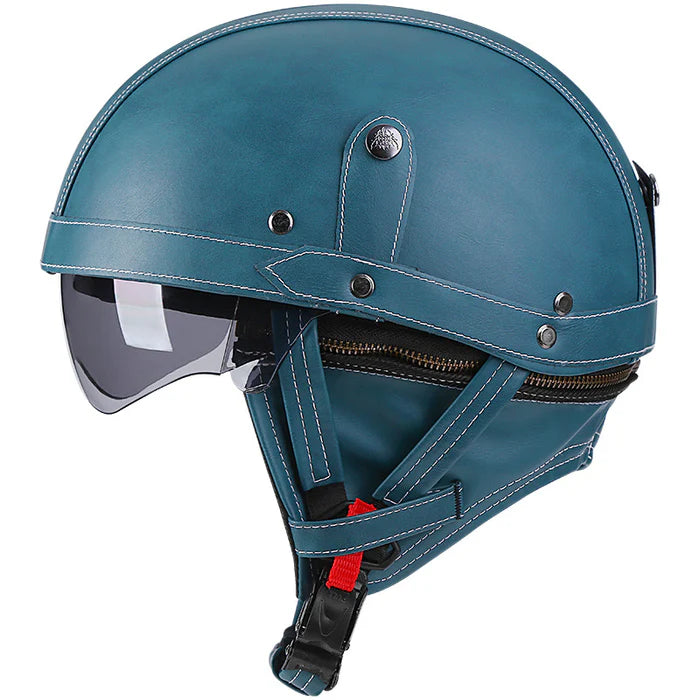 DOT Retro German Style Half Helmet-Blue-H06