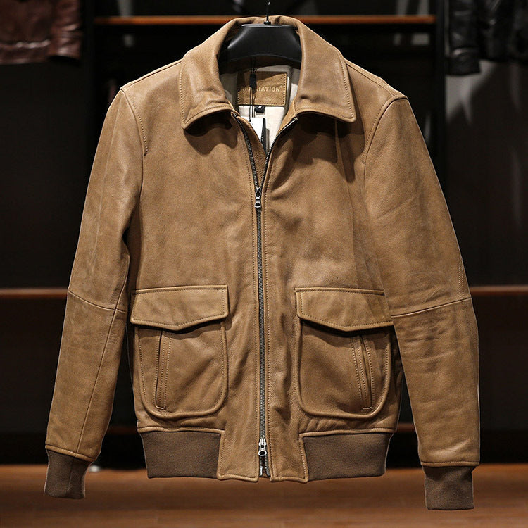 Vintage distressed A2 Pakistani goatskin flight jacket - J43